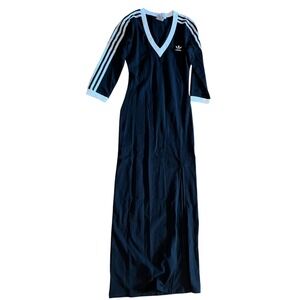adidas | Dresses | Adidas Maxi Dress 3stripe Vneck Long Sleeve Casual  Athleisure | Poshmark